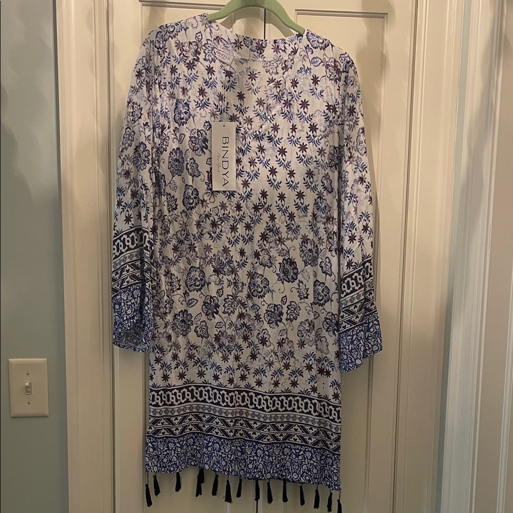 Bindya Blue and White Floral Dress